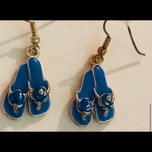 New 3 Pair Blue Red Orange Sandals Enamel Earrings - Picture 10 of 16
